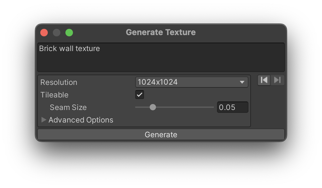 'Generate texture by DALL•E' menu item